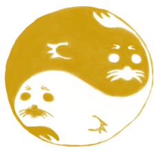 陰陽に重なる金色のあざらし