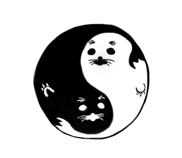 陰陽に寄り添う白黒のあざらし